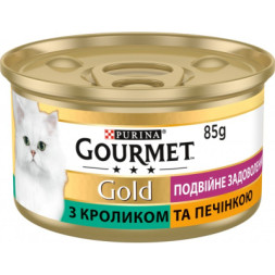 Вологий корм для кішок Purina Gourmet Gold. Подвійне задоволення з кроликом і печінкою 85г (7613031381081)