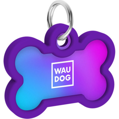 Адресник для тварин WAUDOG Smart ID з QR паспортом &quot;Градієнт фіолетовий&quot;, кістка 40х28 мм (231-4034)