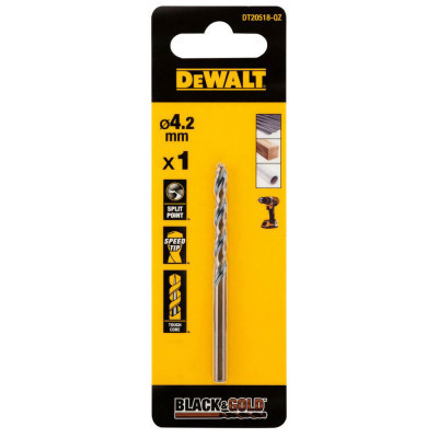 Свердло DeWALT по металу Black &amp; Gold, HSS-G, 4.2 х 75 х 43 мм (DT20518)