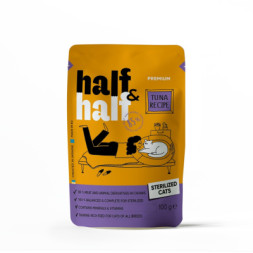 Вологий корм для кішок Half&amp;Half для стерилізованих шматочки з тунцем у соусі 100 г (4820261920888)
