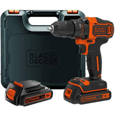 Шуруповерт Black&amp;Decker 18 В, 1.5Ah, 40 Нм, 360-1400 об/хв, кейс (BDCDD186KB)