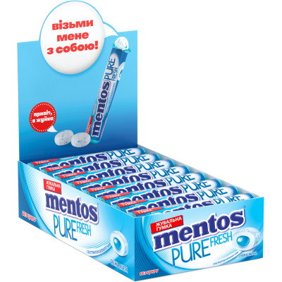Жувальна гумка Mentos Pure Fresh зі смаком м&#039;яти 15.57 г (8935001725428)