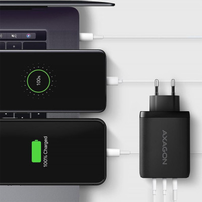 Зарядний пристрій AXAGON 1xUSB + 2xUSB-C 100W QC4+ PD3.0 PPS black (ACU-DPQ100)