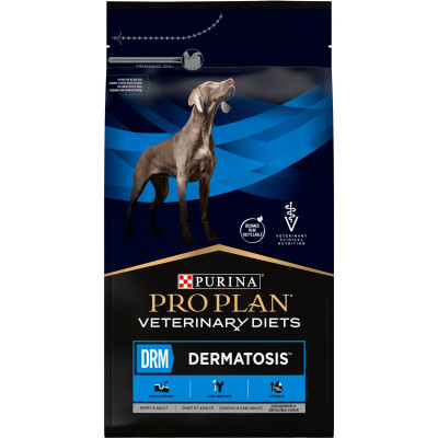 Сухий корм для собак Purina Pro Plan Veterinary Diets DRM Dermatosis Для підтримання функції шкіри при дерматозах та надмірному випадінні шерсті 3 кг (7613035156289)
