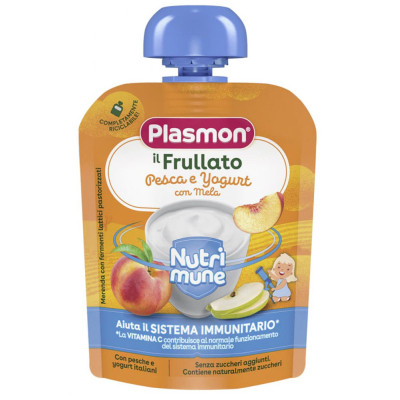 Дитяче пюре Plasmon Персик, яблуко, йогурт 85 г (1136144)