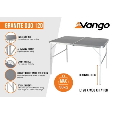 Туристичний стіл Vango Granite Duo 120 Table Excalibur (TBNGRANITE27086) (925345)