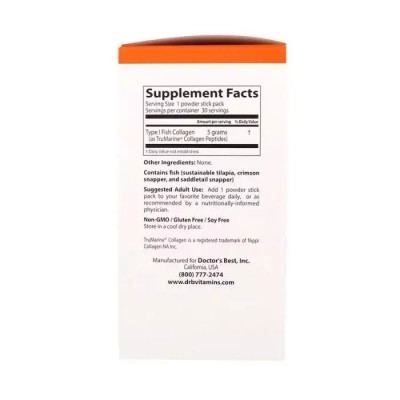 Жирні кислоти Doctor&#039;s Best Риб&#039;ячий Колаген, Fish Collagen, 30 пакетиків (DRB-00418)