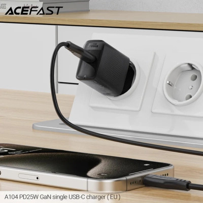 Зарядний пристрій Acefast A104 USB-C PD25W GaN Black (6974316283355)