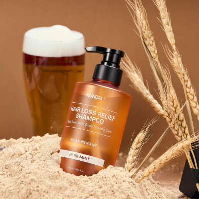 Шампунь Kundal Beer Yeast Hair Loss Relief Shampoo Fig Mint Tea 500 мл (8809809429690)