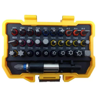Набір біт DeWALT Phillips, Pozidriv, Torx, Slotted, Hex, L=25 мм, 32 шт, кейс (DT7969)
