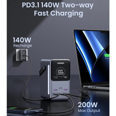 Батарея універсальна Ugreen 48000mAh 300W PD/3.1, зарядка 140W, Led лампа (25286)