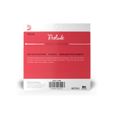 Струни для скрипки D&#039;Addario Prelude Violin String Set 3/4 Scale Medium Tension (J810 3/4M)