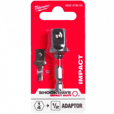 Адаптер для інструменту Milwaukee ShW 1/4&quot;HEX - 1/2&quot; квадратний хвостовик (4932478803)