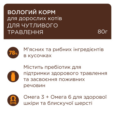 Вологий корм для кішок Club 4 Paws з чутливим травленням 80 г (4820215369282)