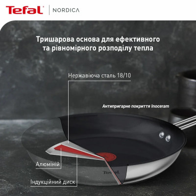 Сковорода Tefal Nordica, 24см, нержавіюча сталь (H8710455)
