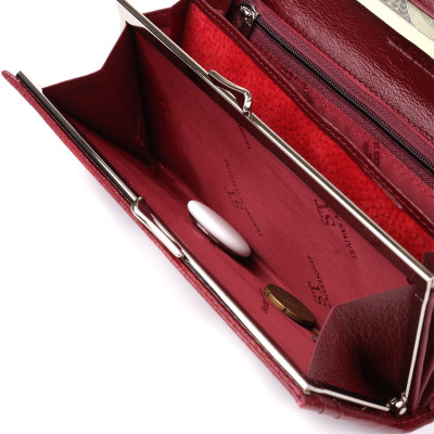 Гаманець ST Leather З натуральної шкіри Бордовий (23089)