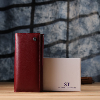 Гаманець ST Leather З натуральної шкіри Бордовий (23089)
