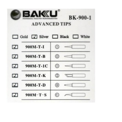 Жало паяльне Baku BK-900M-T-B,silver, 4*6,3mm, мідь, гальванічне покриття (BK-900M-T-B)