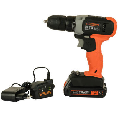 Шуруповерт Black&amp;Decker 18 В Li-Ion, 1.5Ah, 600 об/хв, 1,2 кг (BCD001C1)