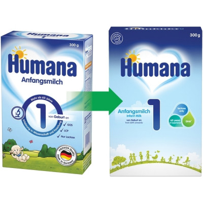 Дитяча суміш Humana 1 LC PUFA з пребіотиками і нуклеотидами, 300 г (4031244720269)