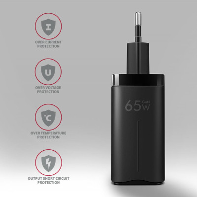 Зарядний пристрій AXAGON 1xUSB + 2xUSB-C 65W QC4+ PD3.0 PPS black (ACU-DPQ65)