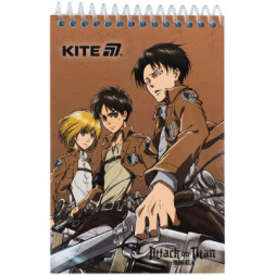 Блокнот Kite на спіралі Attack on Titan А6, 48 аркушів, нелінований (AT25-196)
