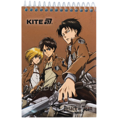 Блокнот Kite на спіралі Attack on Titan А6, 48 аркушів, нелінований (AT25-196)