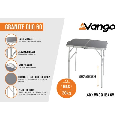 Туристичний стіл Vango Granite Duo 60 Excalibur (TBNGRANITE27065) (926779)