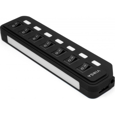 Концентратор Vinga USB3.0 to 7*USB3.0 1m cable with Switch and Power Adapter (VHA3A7B)