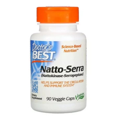 Пробіотики Doctor&#039;s Best Наттокіназа і Серрапептаза, Natto-Serra, 90 вегетаріанських (DRB-00294)