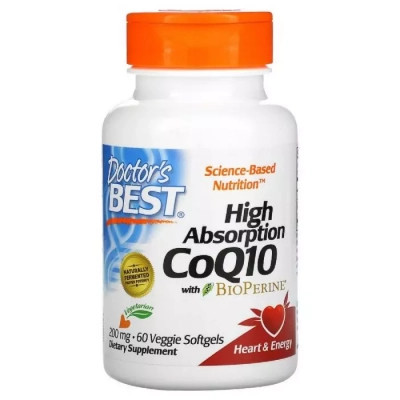 Антиоксидант Doctor&#039;s Best Коензим Q10 Високої абсорбацию 200мг, BioPerine, 60 желатино (DRB-00412)