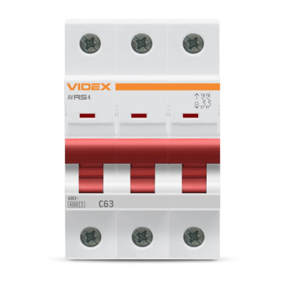 Автоматичний вимикач Videx RS4 RESIST 3п 63А С 4,5кА (VF-RS4-AV3C63)