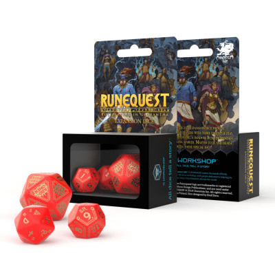 Набір кубиків для настільних ігор Q-Workshop RuneQuest Red gold Expansion Dice (3 шт.) (SRQE53)