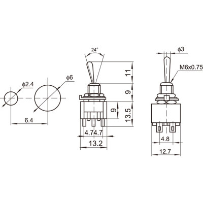Перемикач для гітари DiMarzio DPDT Mini Switch - 2 Position (EP1106)
