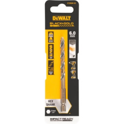 Свердло DeWALT по металу EXTREME IMPACT Black&amp;Gold, HSS-G, 6 х 101,5 х 63 мм, 1 шт. (DT20608)