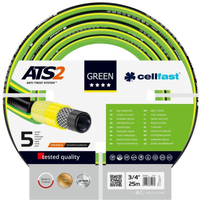 Шланг для поливу Cellfast GREEN ATS, 3/4&quot;, 25м, 5 шарів, до 30 Бар, -20…+60°C (15-120)