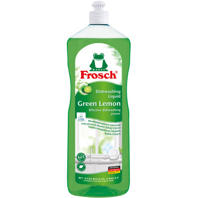 Засіб для ручного миття посуду Frosch Зелений лимон 1 л (4009175148094/4009175170675)