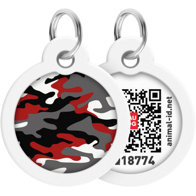 Адресник для тварин WAUDOG Smart ID з QR паспортом &quot;Камо сірий&quot;, круг 30 мм (230-0215)