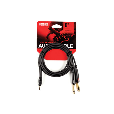 Інсертний кабель D&#039;Addario Custom Series 1/8&quot; to Dual 1/4&quot; Audio Cable (1.8m) (PW-MPTS-06)