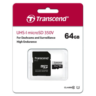 Карта пам&#039;яті Transcend 64GB microSDXC class 10 UHS-I U1 High Endurance (TS64GUSD350V)