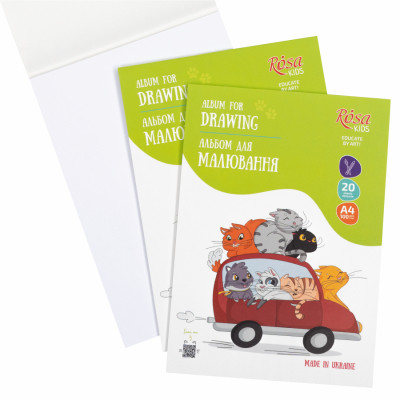 Альбом для малювання Rosa Kids склейка Cats in the Car А4 20 аркушів (4823098543015)