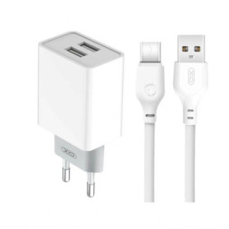 Зарядний пристрій XO L65 адаптер 2USB / 2.4А + Type-C white (XO-L65-TC)