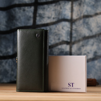 Гаманець ST Leather З натуральної шкіри Зелений (23115)