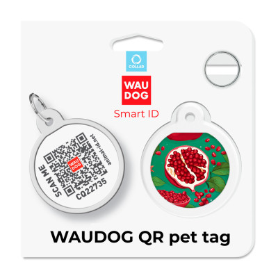 Адресник для тварин WAUDOG Smart ID з QR паспортом &quot;Гранати&quot;, коло 25 мм (225-4052)