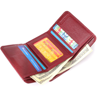 Гаманець ST Leather З натуральної шкіри Бордовий (23077)