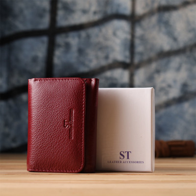 Гаманець ST Leather З натуральної шкіри Бордовий (23077)