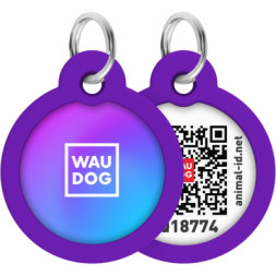 Адресник для тварин WAUDOG Smart ID з QR паспортом &quot;Градієнт фіолетовий&quot;, коло 30 мм (230-4034)
