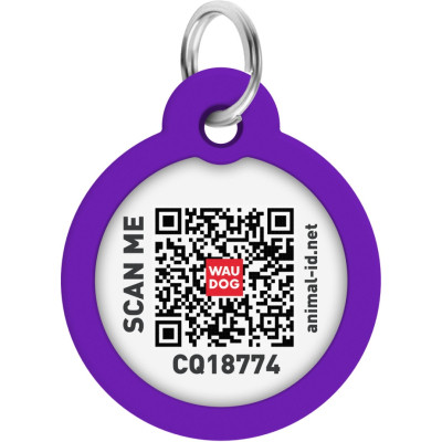 Адресник для тварин WAUDOG Smart ID з QR паспортом &quot;Градієнт фіолетовий&quot;, коло 30 мм (230-4034)