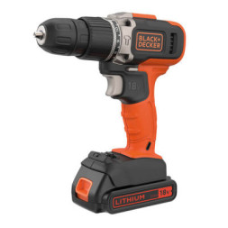 Шуруповерт Black&amp;Decker 18 В, 1.5Ah, 45 Нм,0-360/0-1400 об/хв, 21000 уд/хв, 1.3 кг (BCD003C1)