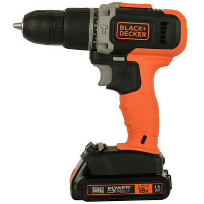 Шуруповерт Black&amp;Decker 18 В, 1.5Ah, 45 Нм,0-360/0-1400 об/хв, 21000 уд/хв, 1.3 кг (BCD003C1)